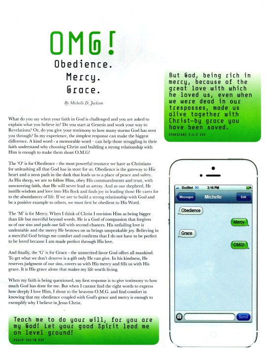 Check out my article in the Nov. Issue of The Mount Christian Magazine.